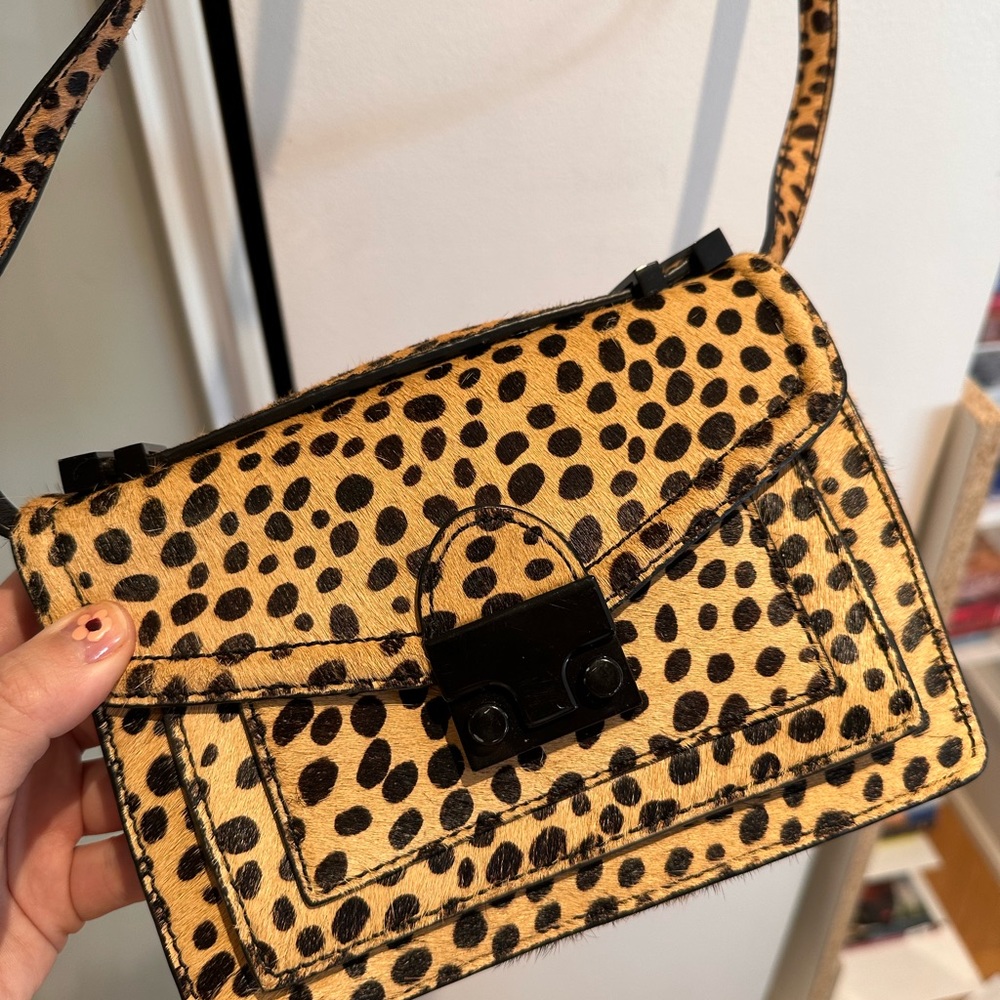 Loeffler Randall Pony Hair Animal Print Cross Body Purse